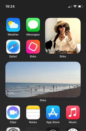 Small Ekko widgets on iPhone homescreen